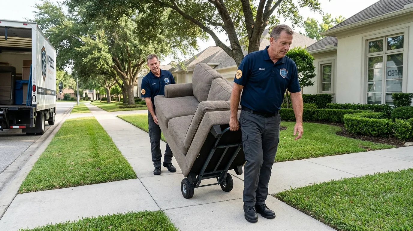 Local residential moving crew loading furniture in New York Mills, NY