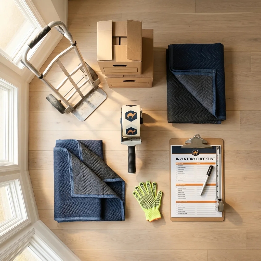 Professional moving supplies and packing materials layout for New York Mills residential relocations